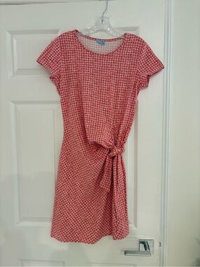 J. McLaughlin Red Patterned Tie-Waist Short Dress